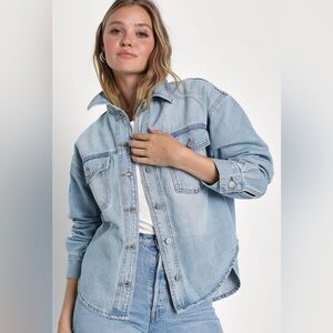 Oversized Light Wash Denim Jacket | Relaxed Jean Jacket | Size XL